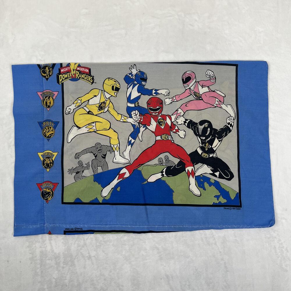 Vintage Mighty Morphin Power Rangers Pillowcase 20x30 Saban 1994 90s Graphic
